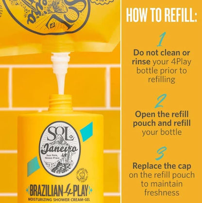 SOL DE JANEIRO Brazilian Play Moisturizing Shower Cream Gel Body Wash 1L with 1L Refill Pouch