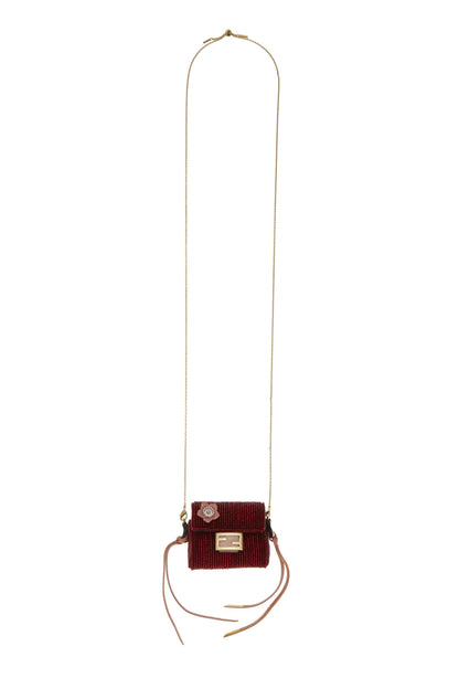 Fendi, Pre-Loved Red Beaded Baguette Pico, Red