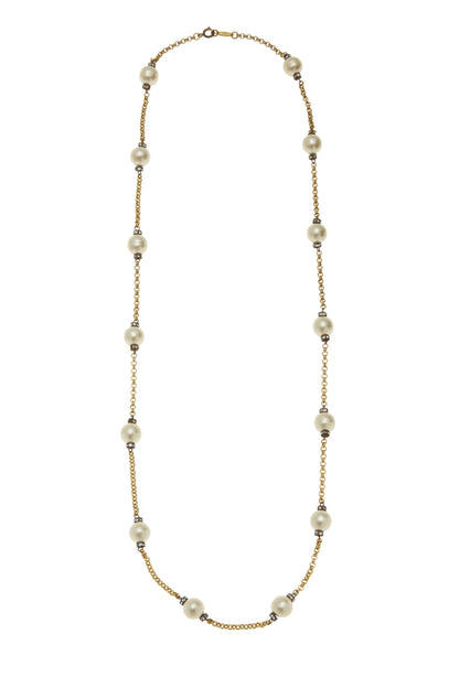 Chanel, collier en fausses perles et cristaux d'occasion, or