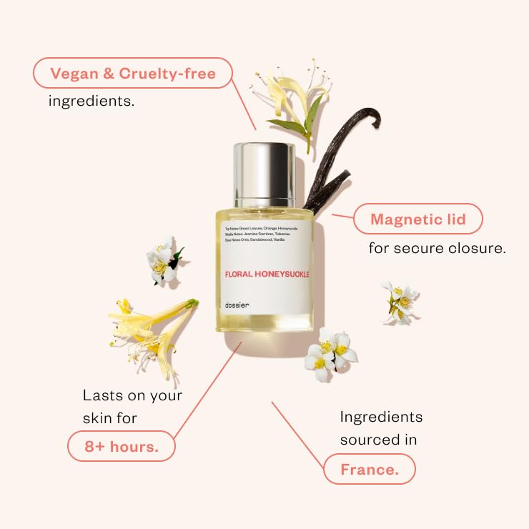 Dossier - Floral Honeysuckle - Eau de Parfum - Inspiré par G.Bloom - Parfum Luxe - Pure Infused - Sans Paraben - Vegan - Pour Femmes Hommes Unisexe - Parfum 1,70z (Spray 50ml)