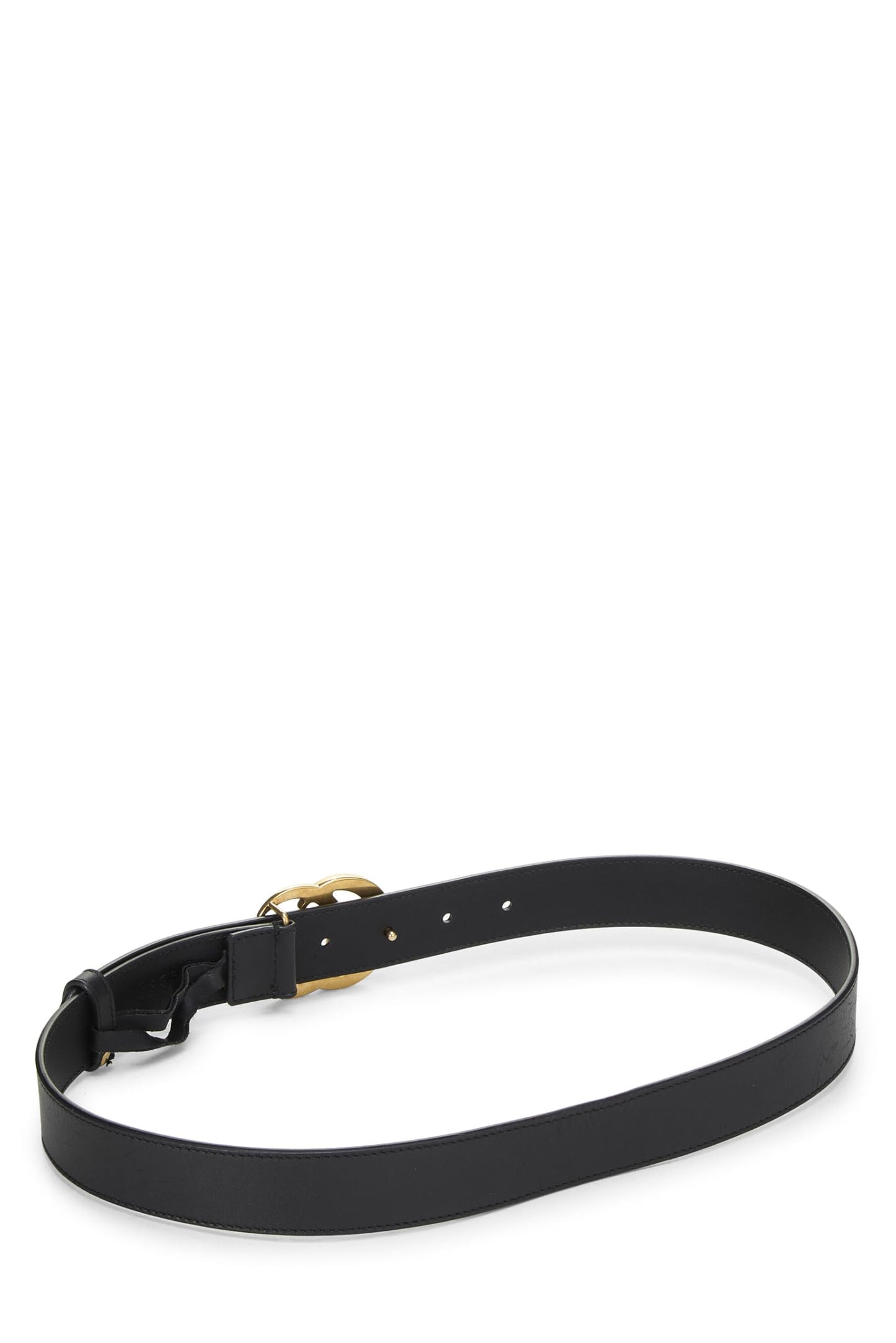 Gucci, Ceinture GG Marmont en cuir noir d'occasion, Noir