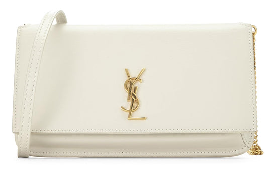 Yves Saint Laurent, Pre-Loved White Calfskin Cassandre Phone Holder, White