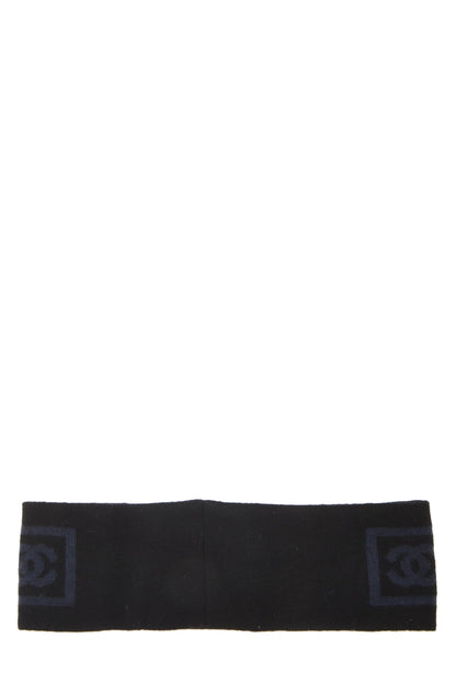 Chanel, Pre-Loved Black & Blue Wool Sport Ligne Headband, Black