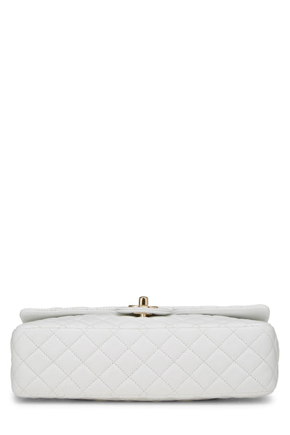 Chanel, Sac à rabat Valentine en cuir d'agneau matelassé blanc d'occasion, taille moyenne, blanc