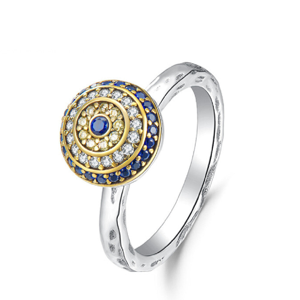 Silver blue eye ring female minority design retro