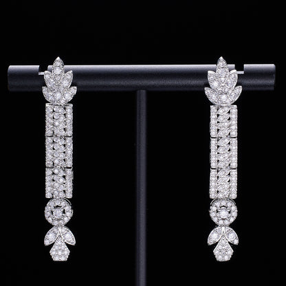 Necklace Earring Ring Tassel Jewelry Full Diamond Suit