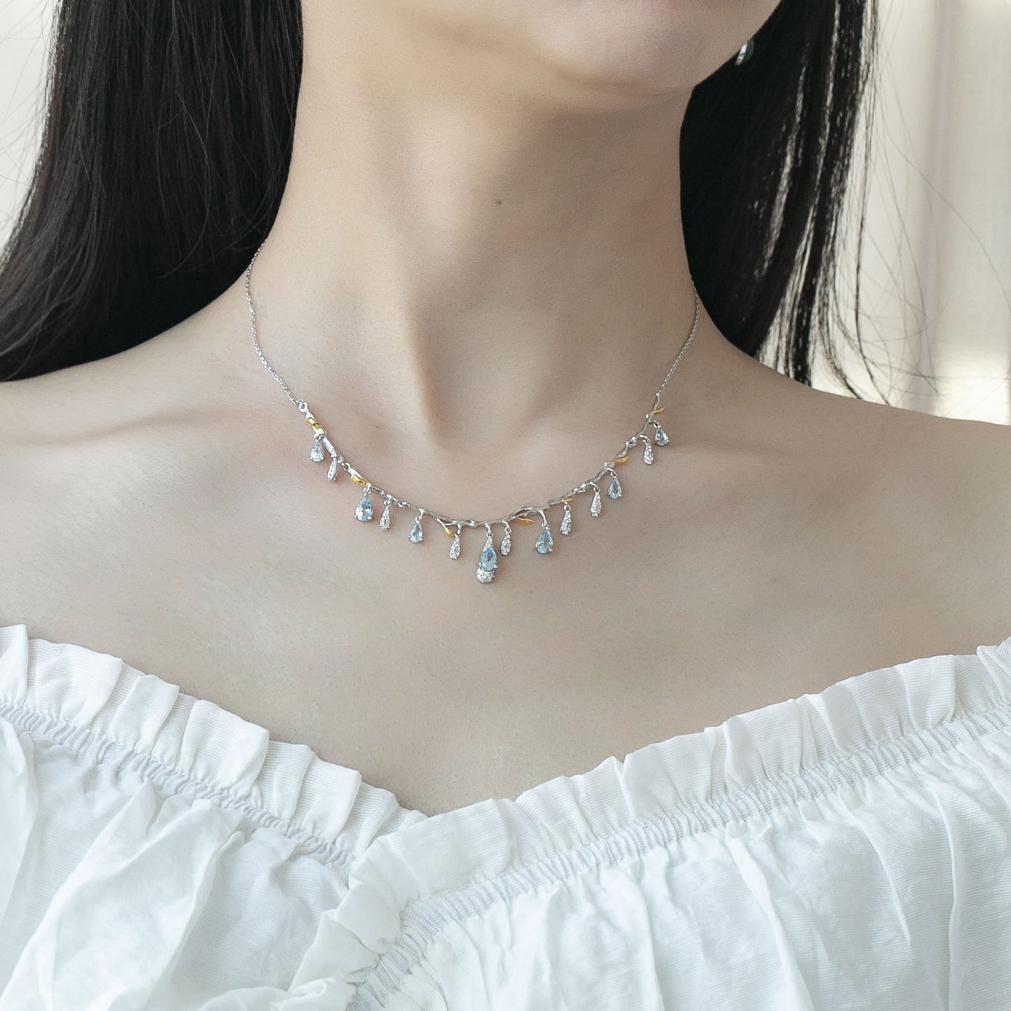 Collier en argent S925 avec topaze naturelle