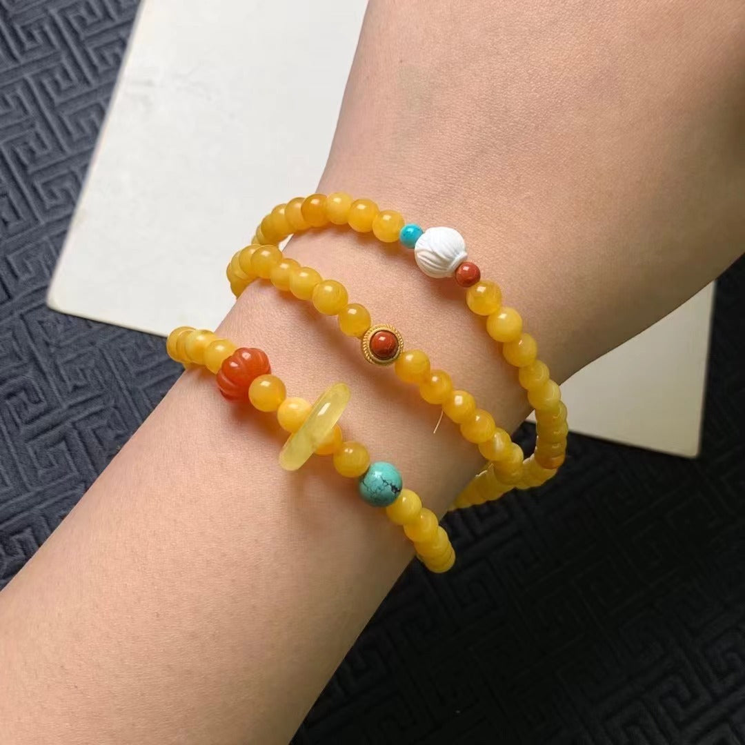 Pulsera multicírculo de cera de abejas natural y cera de flores de miel vieja