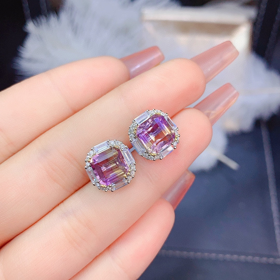 Natural Ascher Amethyst Set Ring Pendant Earrings