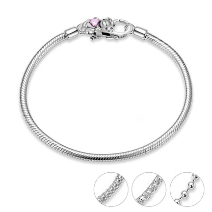 Boucle de homard en forme de petit ours en poudre d'oxyde de zirconium en argent sterling 925 pour collier, bracelet, accessoires de bricolage