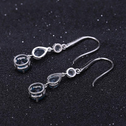 Pendientes elegantes de moda con piedras preciosas naturales en plata S925