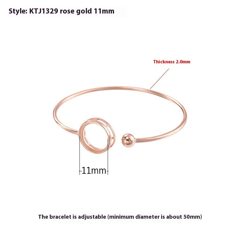 S925 Silver Bracelet Eardrop Frame Women's Simple Temperament Open-ended Bracelet