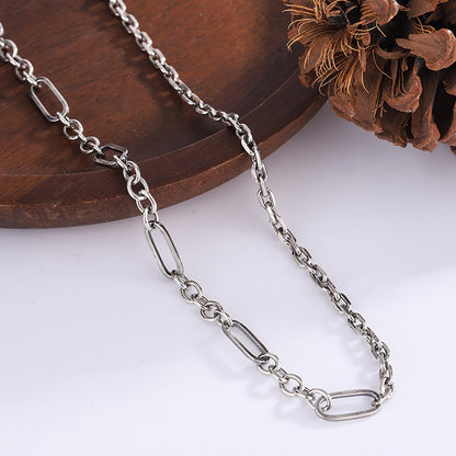 Ins Niche Design Is Extremely Simple And Versatile Personality Splicing Double Layer Chain Texture S925 Sterling Silver Necklace