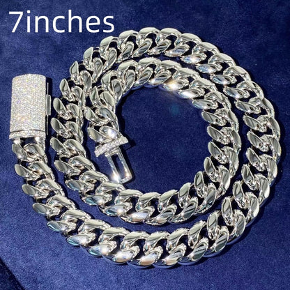 8mm Stainless Steel Inlaid Vvs Moissanite Buckle Hip Hop Necklace