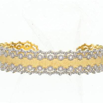 925 Silver Textured Gold Craft Hollow Vintage Bracelet