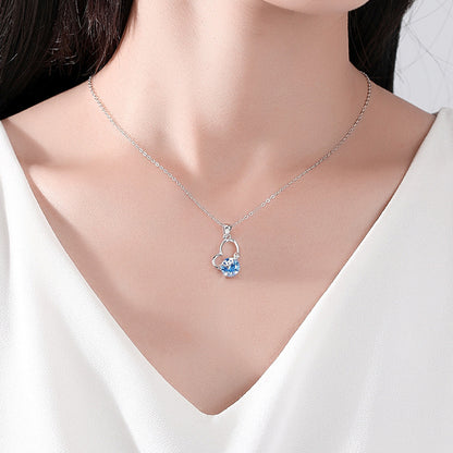 Sterling Silver Love Necklace S925 Europe And The United States LOVE Fashion Is Love Zircon Necklace Cross-border Models Design Sense