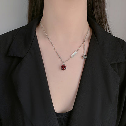 Collier rétro en argent sterling 925 avec couronne pour femme, marque de lettre, petit design, haut niveau