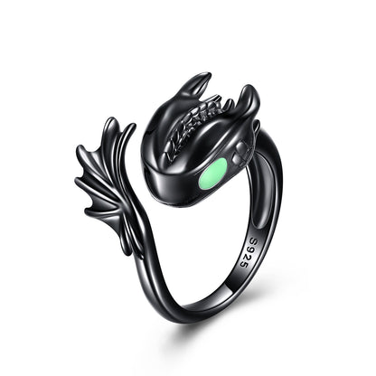 Bague Dragon Noir en Argent Sterling Bijoux Cadeaux pour Hommes Femmes