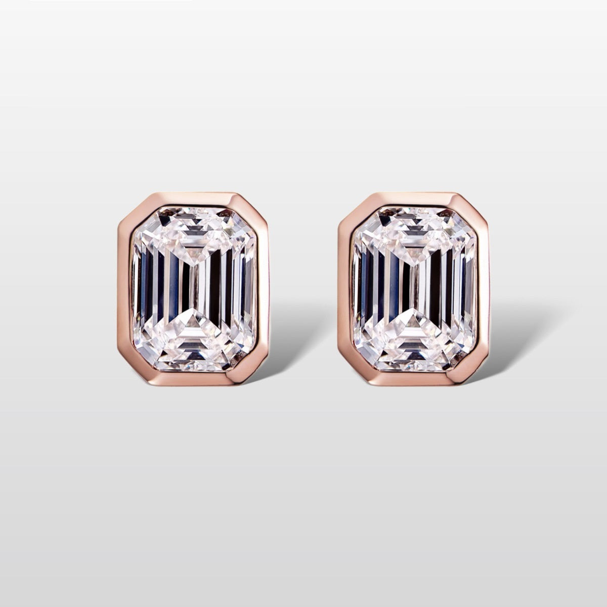 Simple Retro Daily Matching 1 Karat Rectangular Pagoda Rose Gold Color Retaining Ear Studs