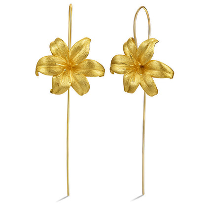 Female lily sterling silver S925 earrings