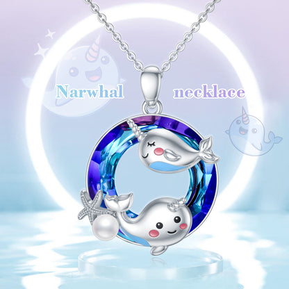 Narwhal Necklace 925 Sterling Silver Unicorn of The Sea Jewelry Gifts