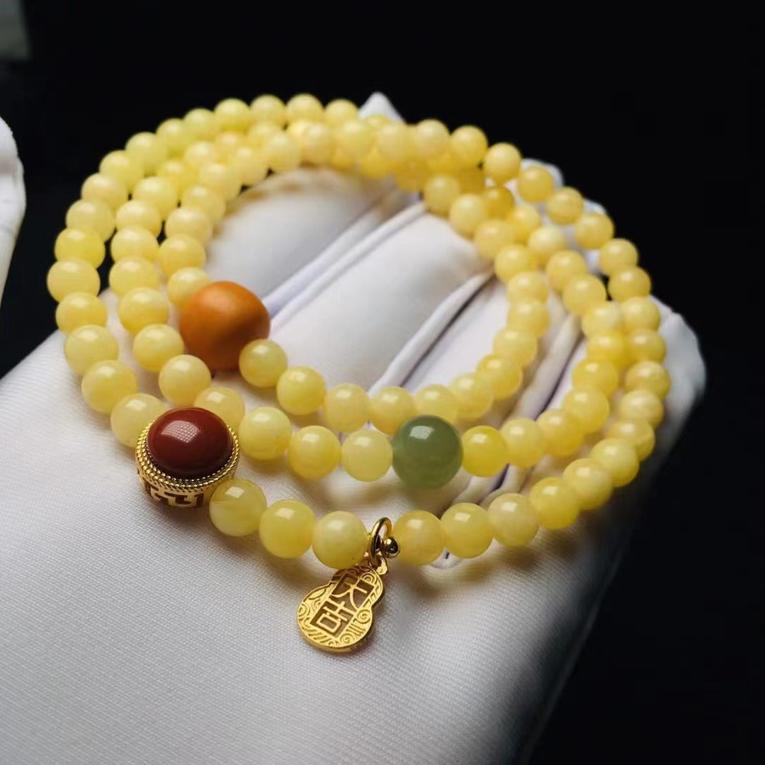 Pulsera multicírculo de cera de abejas natural para mujer