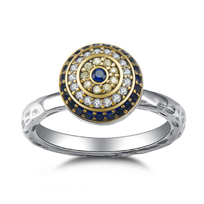 Silver blue eye ring female minority design retro