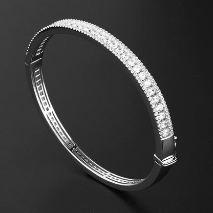 Pulsera de plata de ley de moda para mujer con diamantes de imitación y circonitas