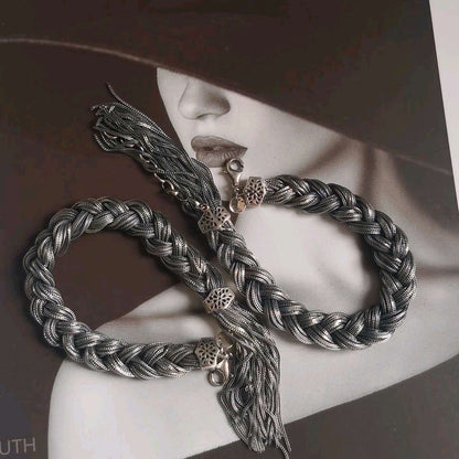 925 Sterling Silver Twist Dreadlocks Bracelet For Women