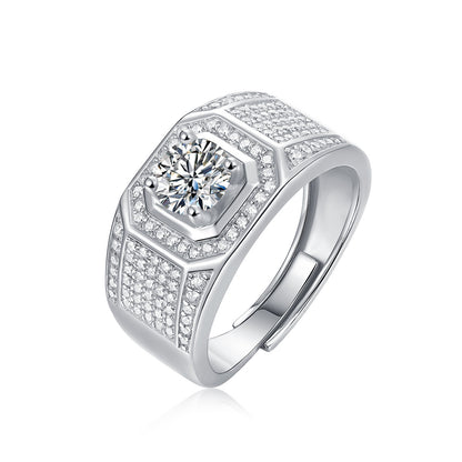 Classic Geometric Moissanite Zun Men's Ring