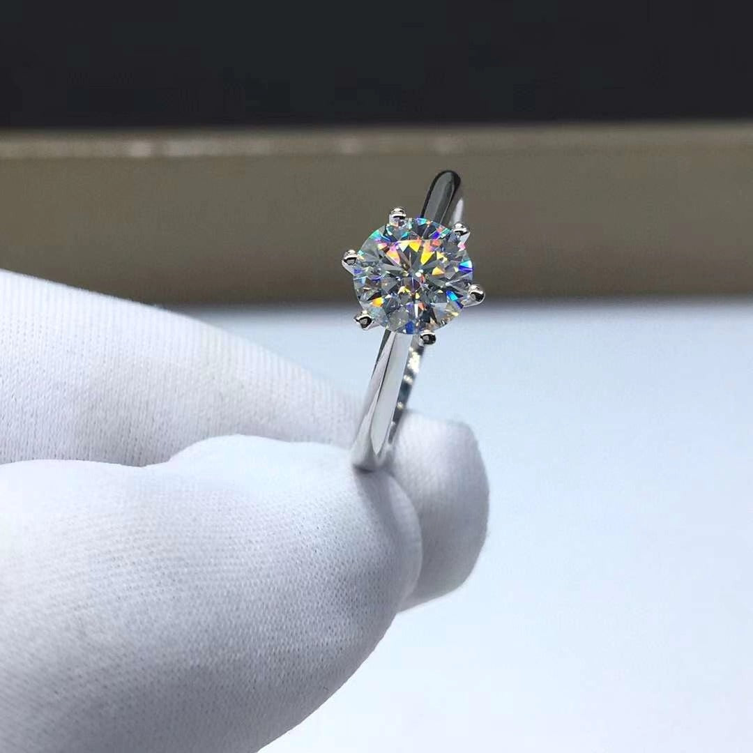 Bague en diamant pour femme en moissanite couleur D en argent plaqué or