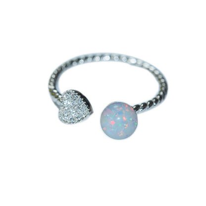 6mm Opal Beads White Colorful Ring