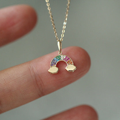 9K Gold Exquisite Colorful Zircon Rainbow Shape Pendant