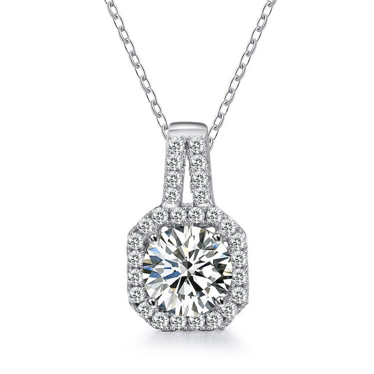 Women's 925 Sterling Silver Moissanite Princess Bag Necklace