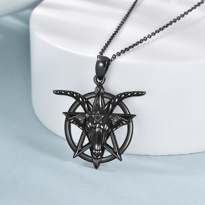 Collier Pentagramme Inversé Baphomet en Argent Sterling 925