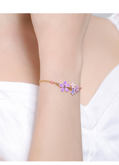 Bracelet à petites fleurs de Myosotis Sylvatica violet