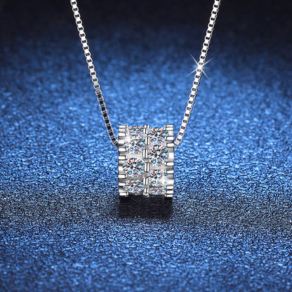 Diamond Moissanite Necklace Sterling Silver Clavicle Chain