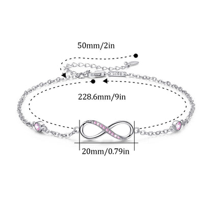 Sterling Silver Endless Love Symbol Anklet Charm Adjustable Chain Anklets For Women