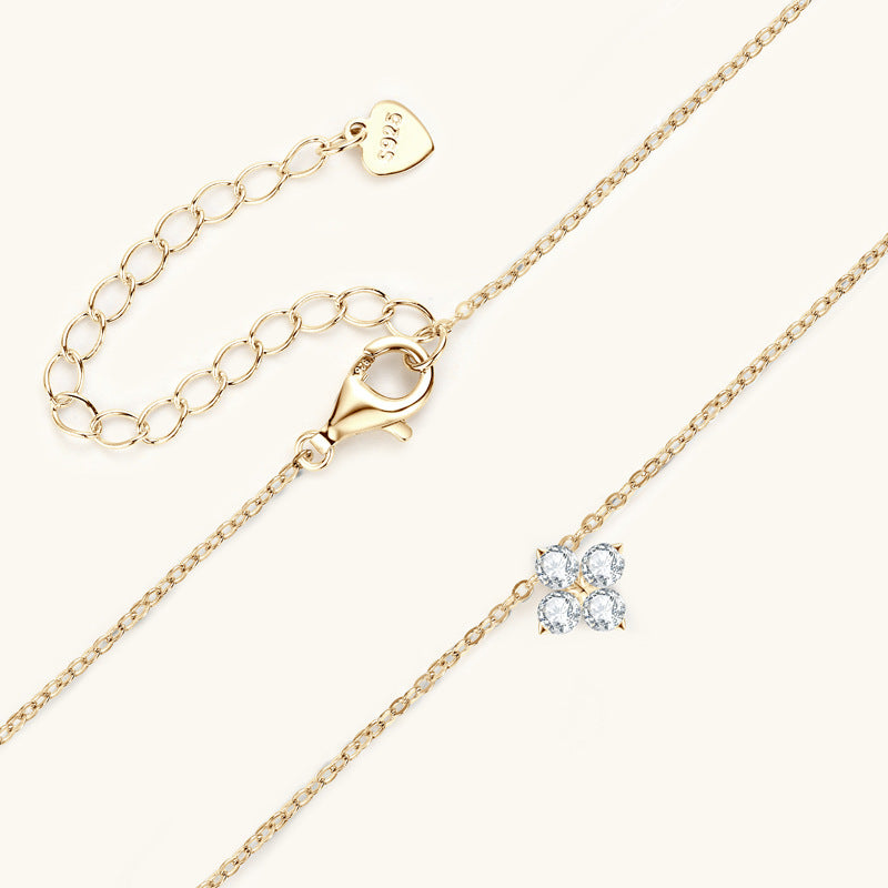 S925 Silver Clover Moissanite Necklace