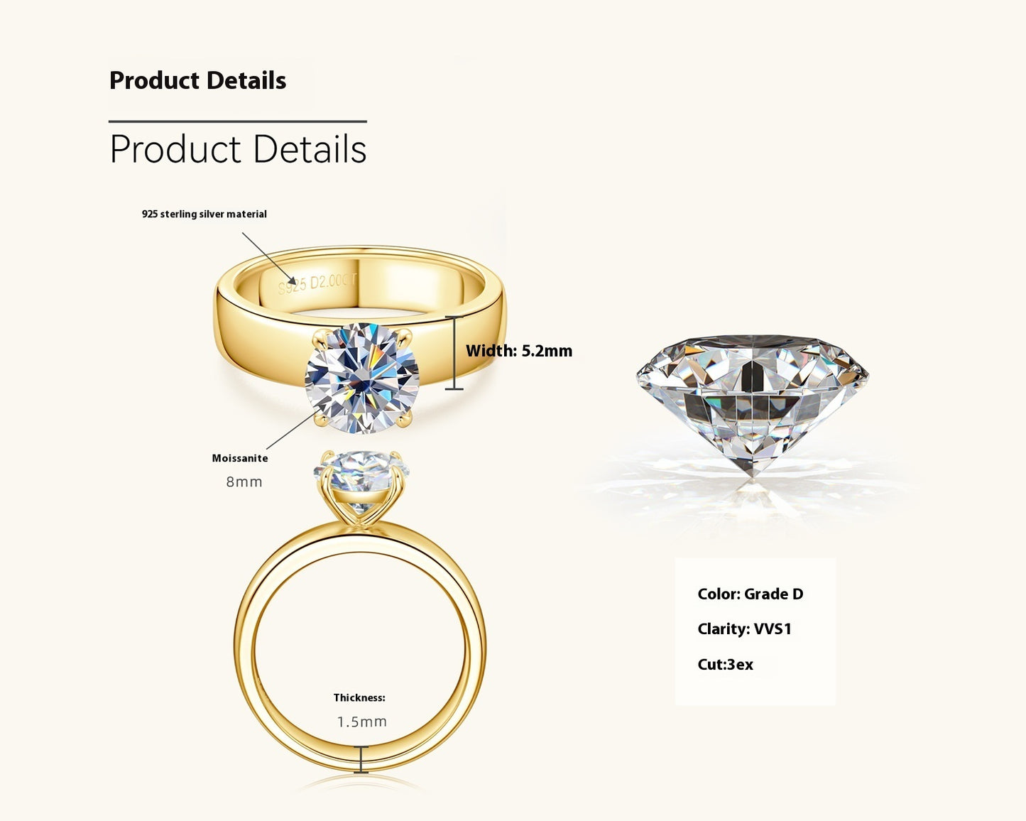 Moissanite Wedding Ring European And American