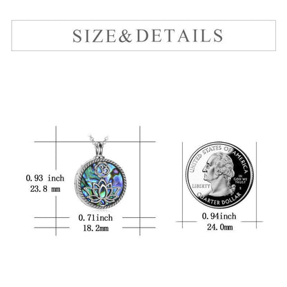 925 Sterling Silver Yoga Lotus Urn with Abalone Shell Memorial Cremation Necklace Jewelry