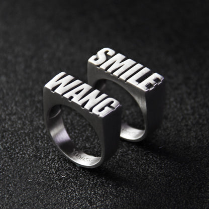 Customized Alphabet Couple Ring Customized Sterling Silver Couple Style