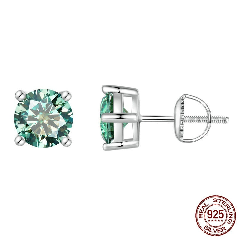 S925 Sterling Silver Square Moissanite Princess Stud Earrings