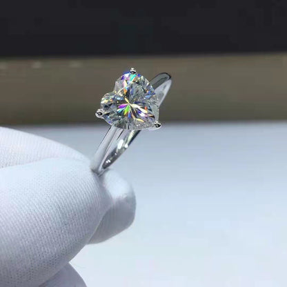 Heart Moissanite Diamond Ring In Platinum