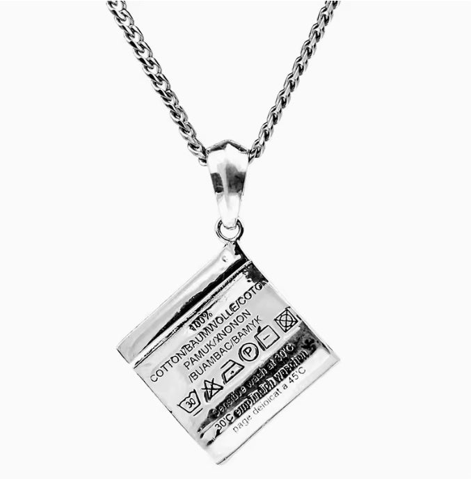 S925 Sterling Silver Washing Label Necklace