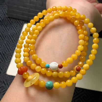 Pulsera multicírculo de cera de abejas natural y cera de flores de miel vieja