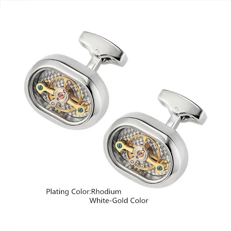 Men's Tourbillon Movement Cufflinks Gun Black French