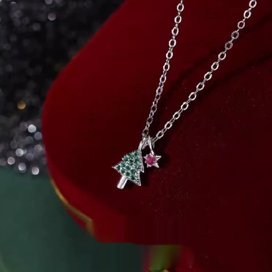 Christmas Small Tree Necklace Collarbone Chain High-end Pure Silver Light Luxury Niche 925