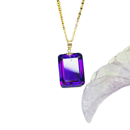 Amethyst Pendant With 18K Gold Buckle Jewelry