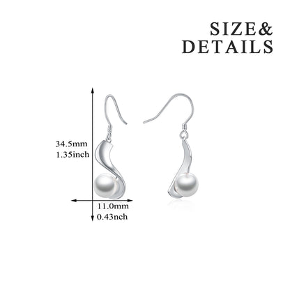 Boucles d'oreilles pendantes en argent sterling avec perles de 8 mm